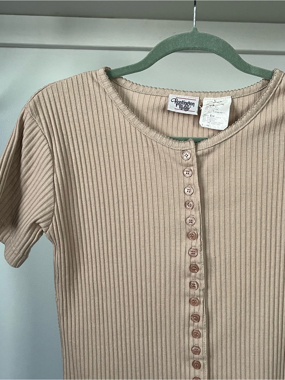 Vintage Huntington Ridge Ribbed Button-Front Tee Size S